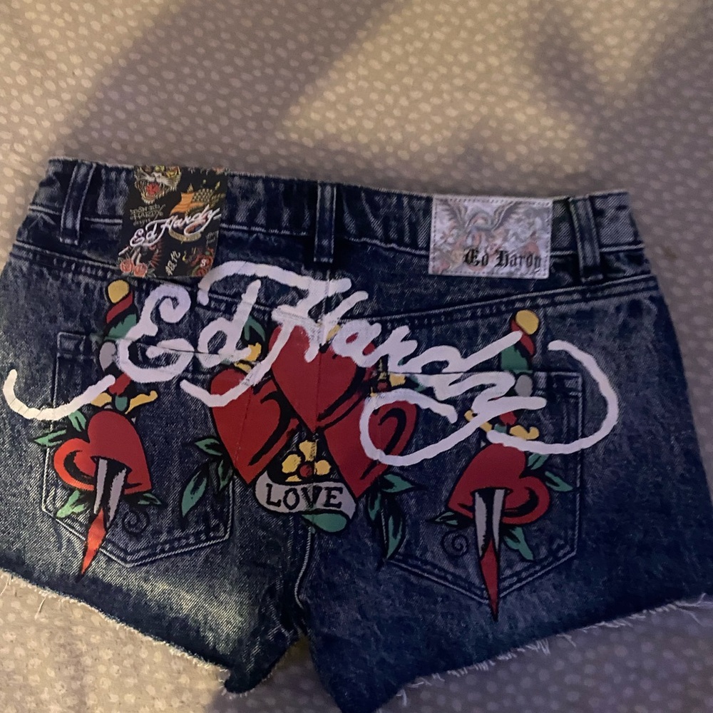 Ed Hardy Blue Classic Denim Jeans with Contrast Stitching